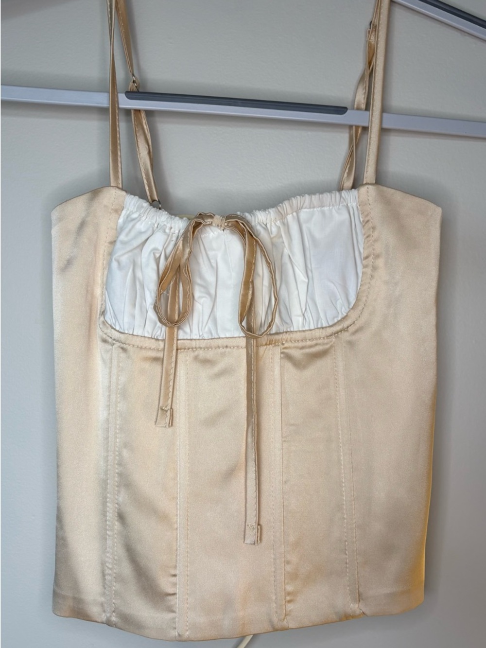 Edikted Satin Beige Corset Camisole Top